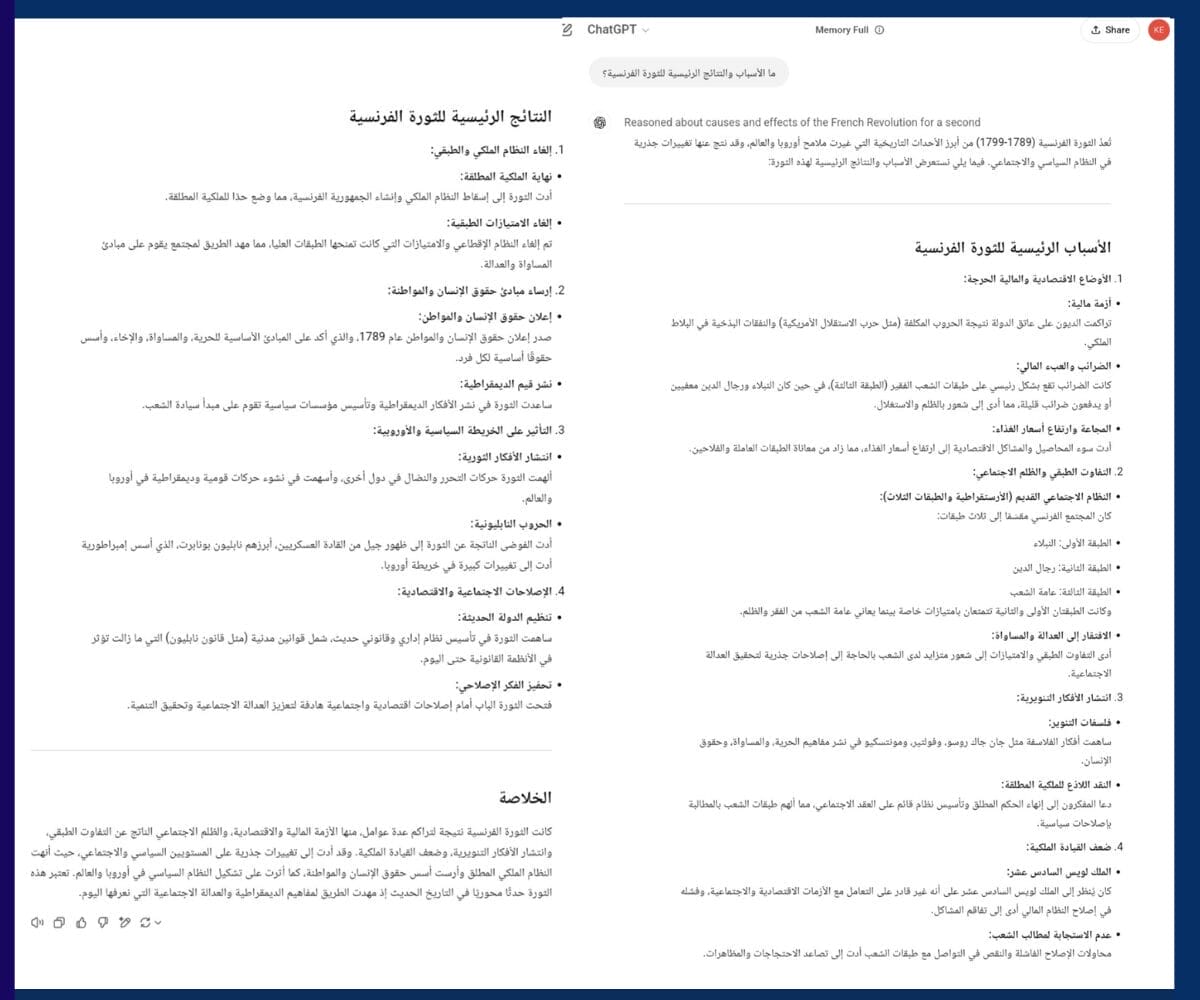 اختبار في التاريخ، o3-mini يقدم تحليلًا تاريخيًا للثورة الفرنسية