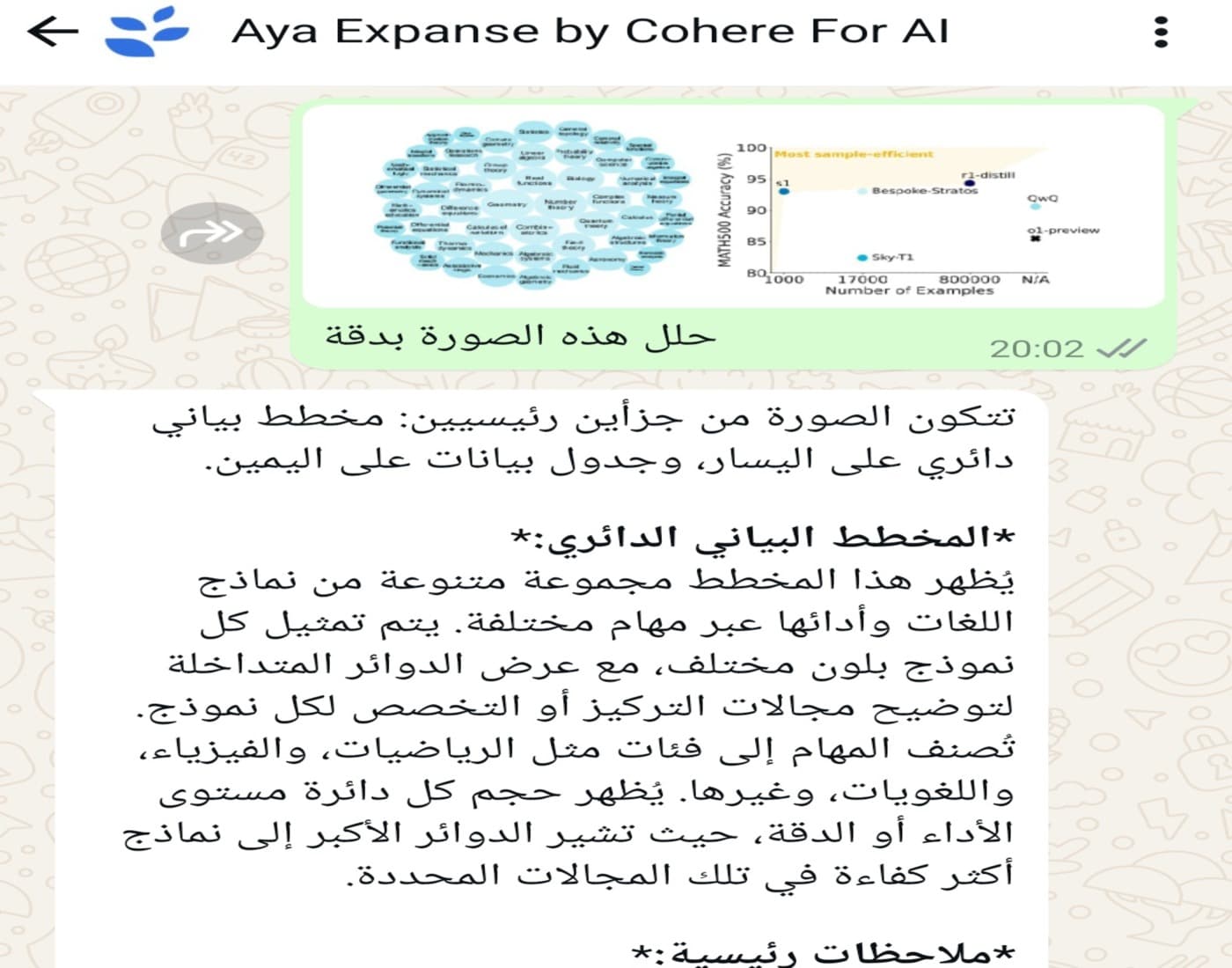 مثال على استخدام Aya Vision على واتساب: تحليل صورة