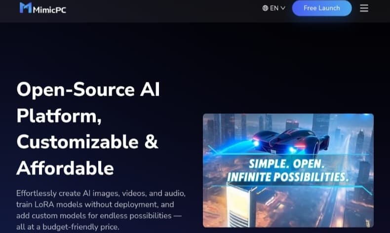 MimicPC: أدوات AI متكاملة لإنشاء صور وفيديوهات وتدريب النماذج